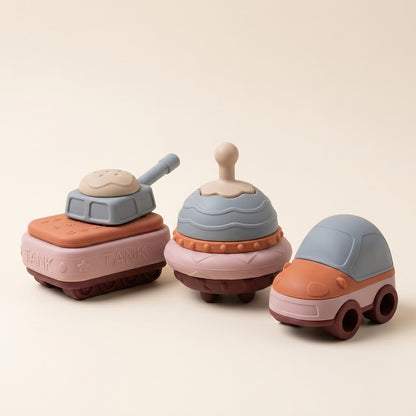 Giochi impilabili in silicone ( Macchina, Carro armato e UFO )